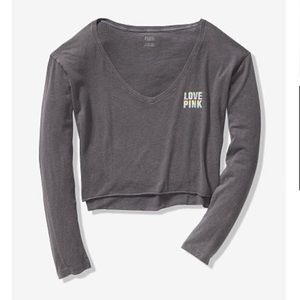 VS Pink Girlfriend V-Neck Long Sleeve Tee